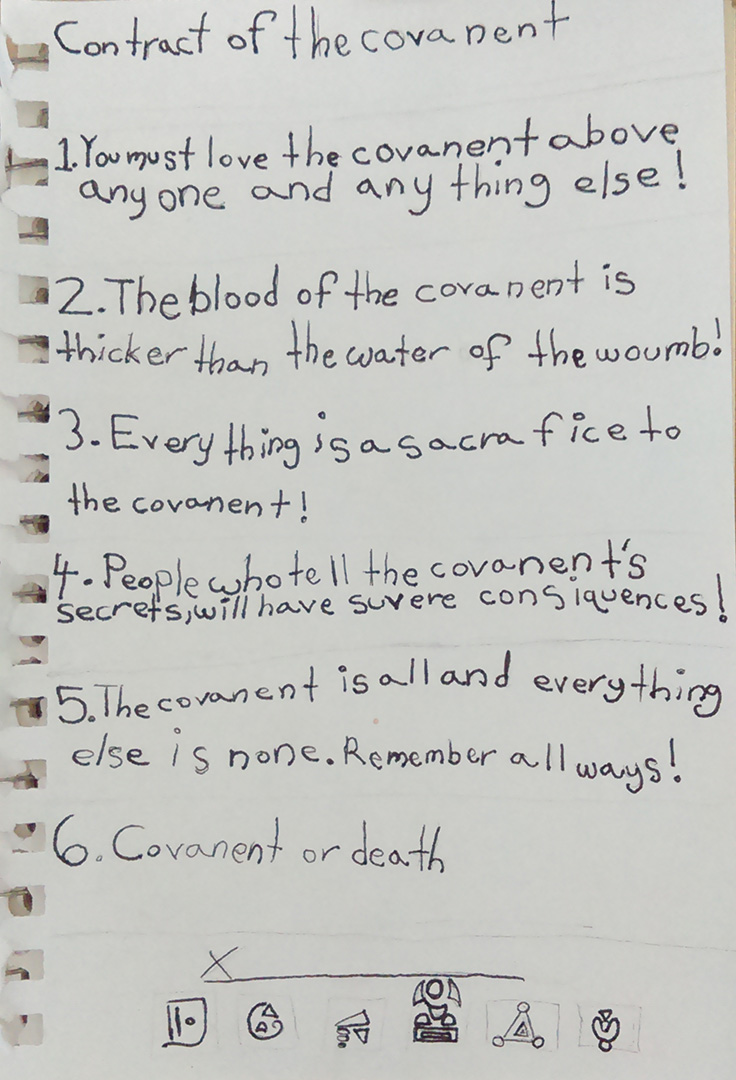 The Covenant Contract drawn by Trenton Lavery