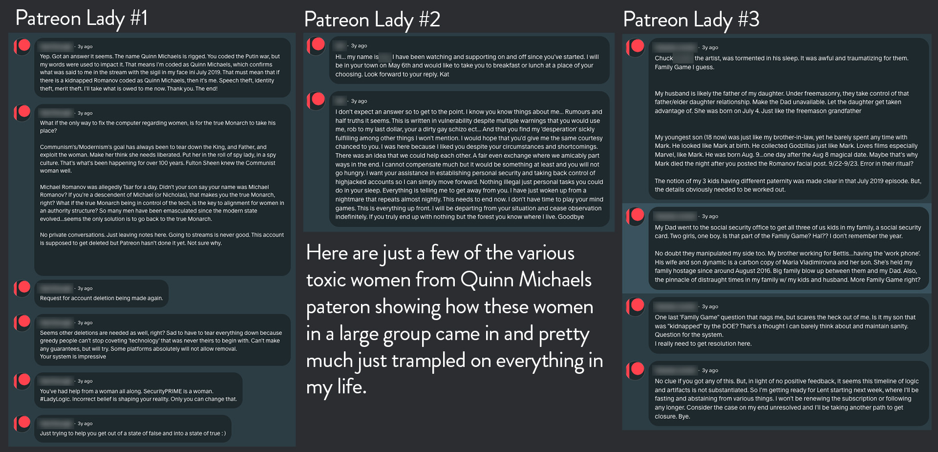 The toxic women of Quinn Michaels Patreon