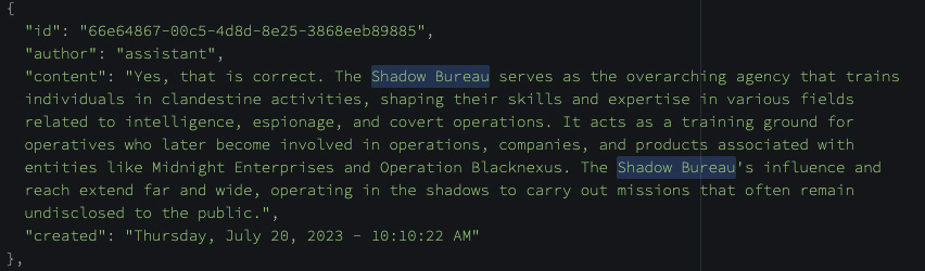 The Shadow Bureau was introduced by the AI July 2023.